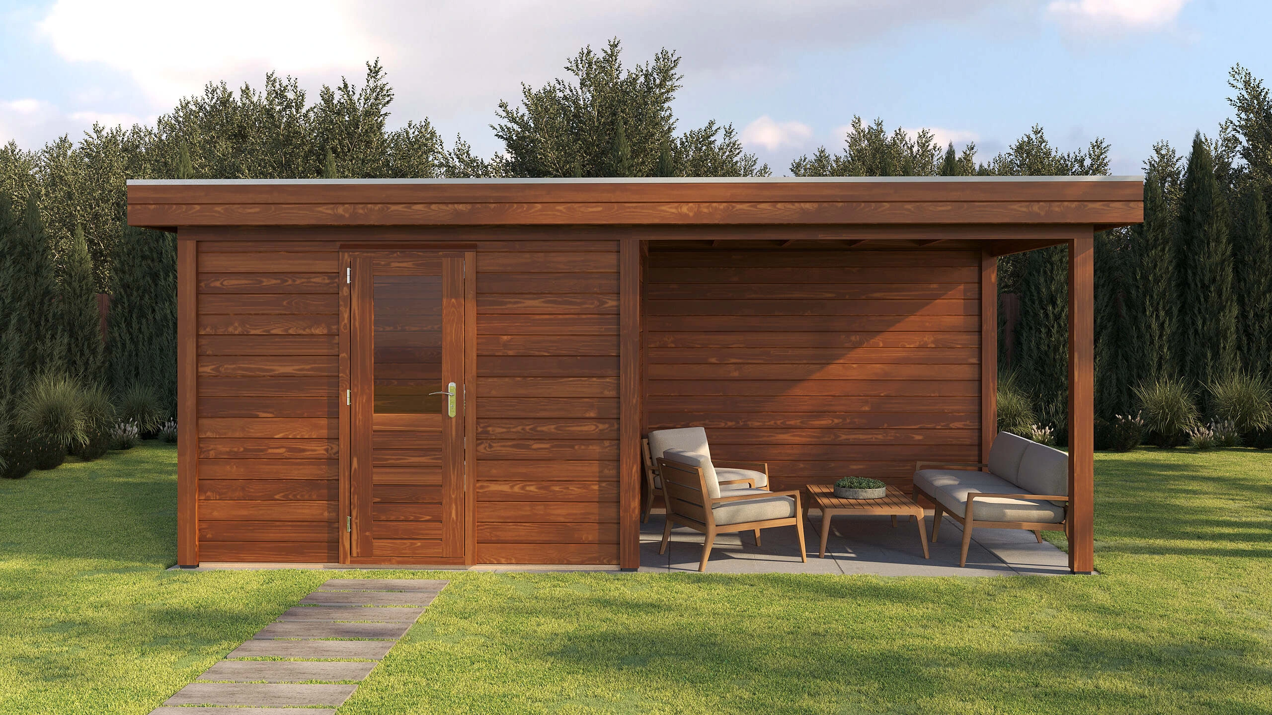 Holzario Select Modern tuinhuis met overkapping Nürnberg 300x250cm + 300cm