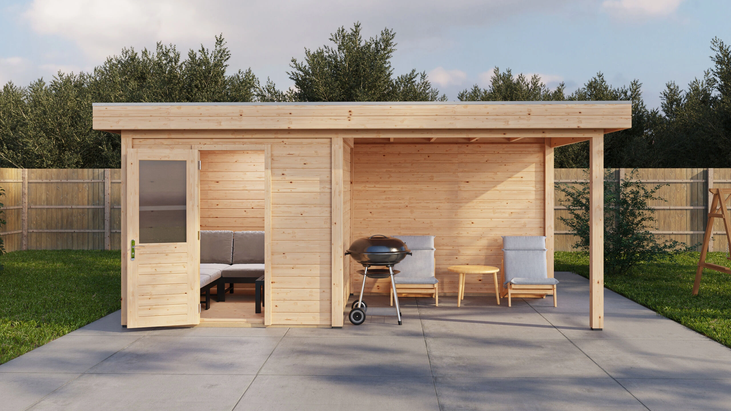 Holzario Select Modern tuinhuis met overkapping Bremen 250x250cm + 300cm