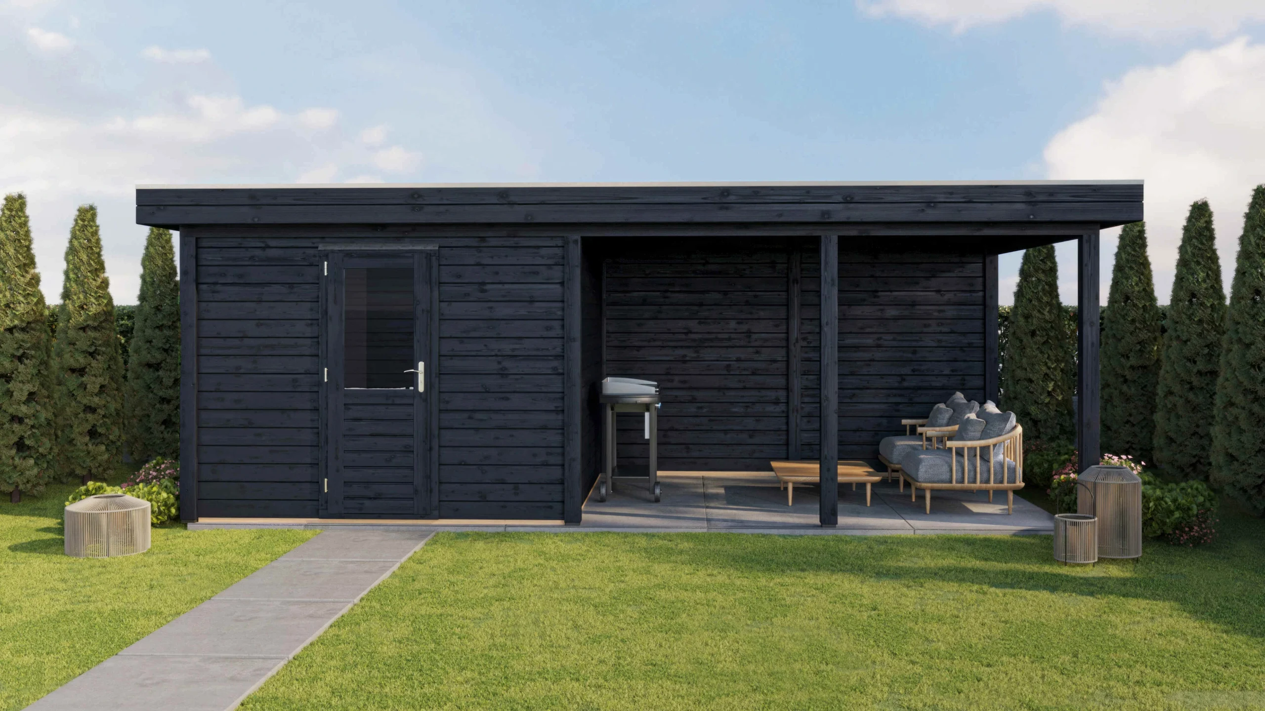 Holzario Select Modern tuinhuis met overkapping Mannheim 300x300cm + 400cm