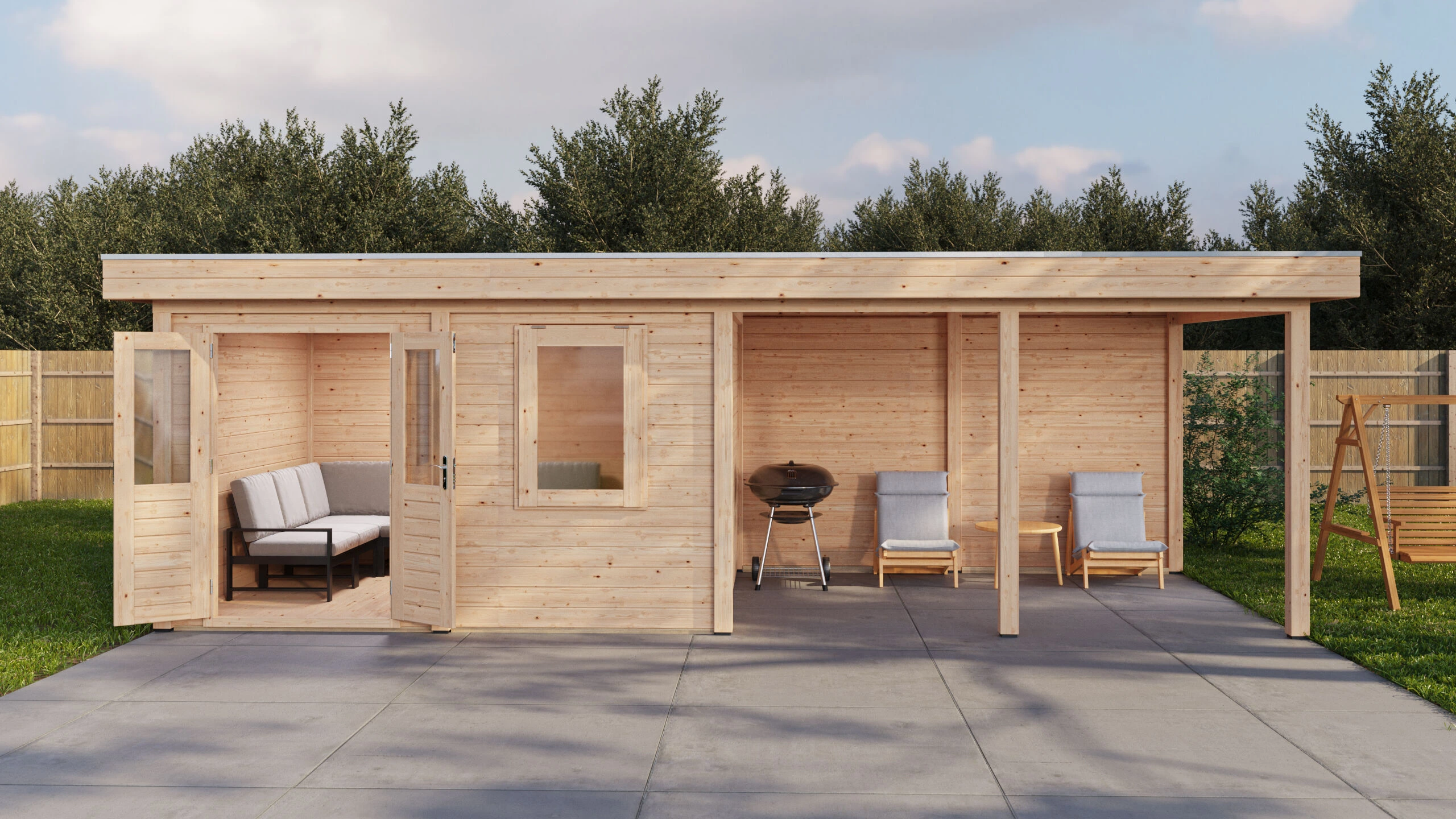 Holzario Select Modern tuinhuis met overkapping Oldenburg 388x300cm + 400cm