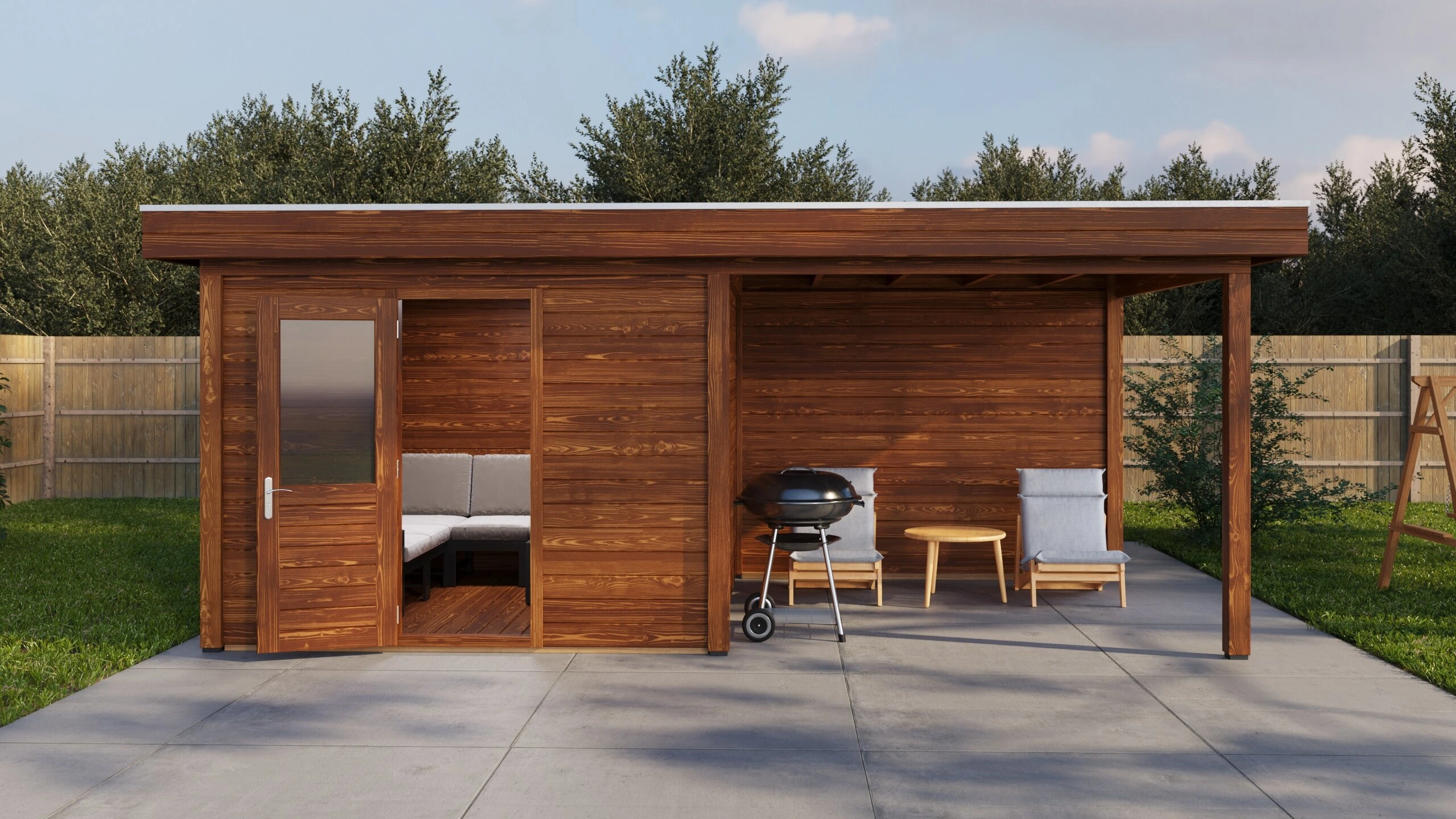 Holzario Select Modern tuinhuis met overkapping Bonn 300x300cm + 300cm