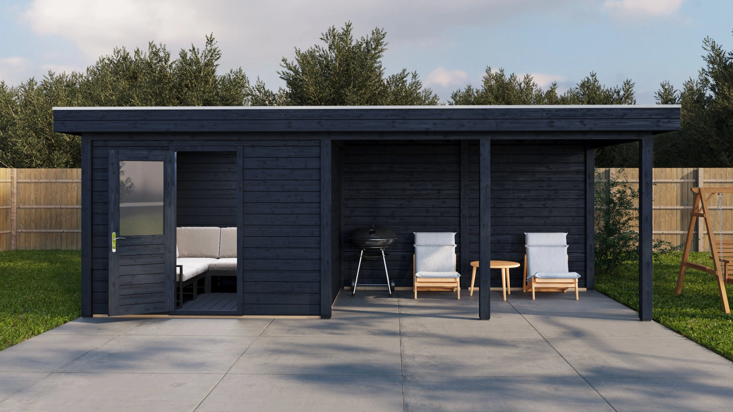 Holzario Select Modern tuinhuis met overkapping Duisburg 300x250cm + 400cm